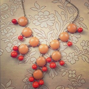 Glam J Crew orange bubble statement necklace